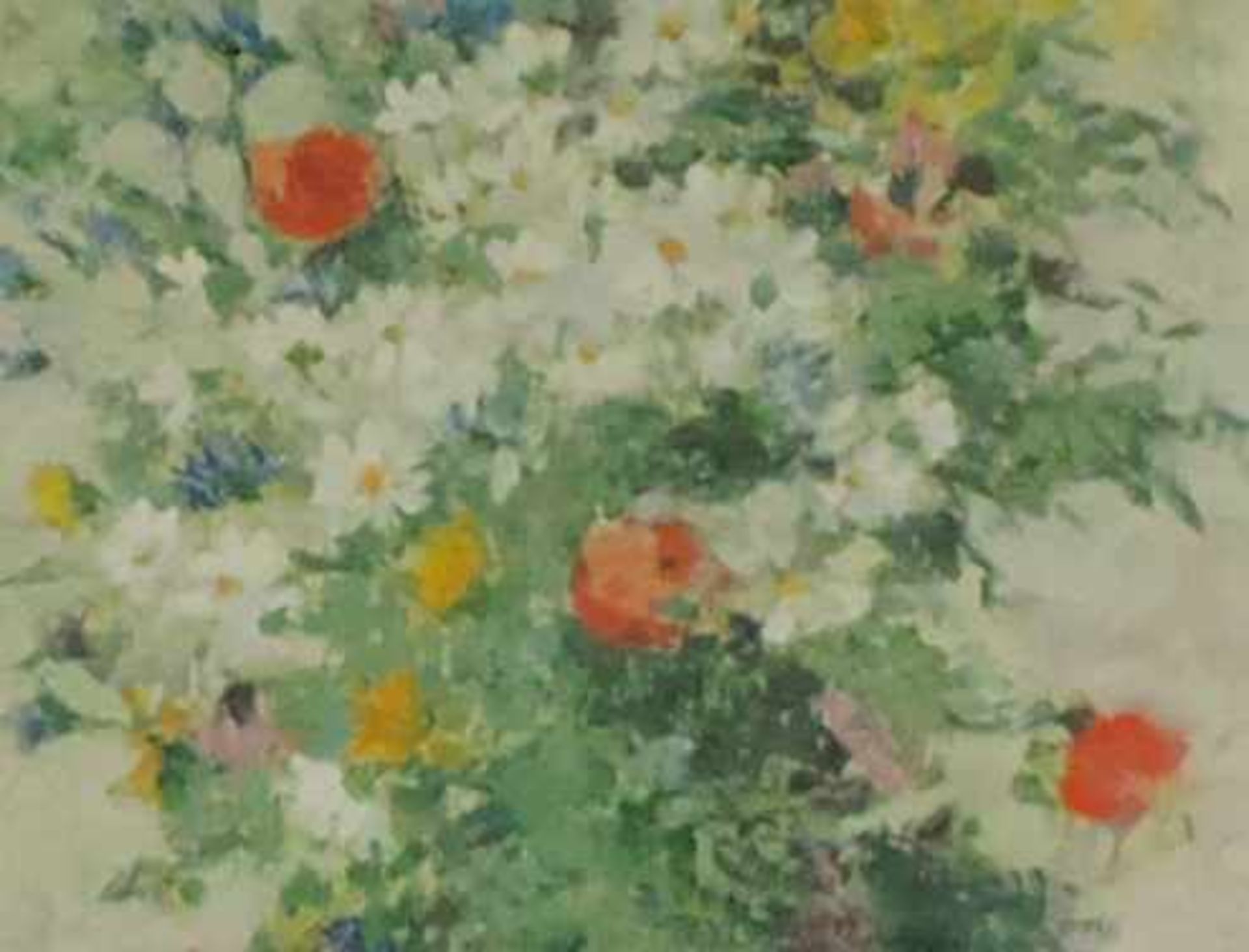 Max ZANDER (1907 - 1985). Blumen in einer Vase. 71 cm x 60 cm. Gemälde, Öl auf Leinwand. Rechts - Bild 4 aus 6