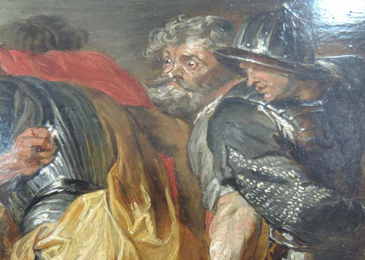 Nach Anthonius VAN DYCK. Samson and Delilah. 21 cm x 40 cm. Gemälde, Öl auf Holz. Ausgeführt in Wien - Image 3 of 6