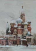 Veniamin KOSTITSIN (1949 -). Basilius-Kathedrale 1978, Roter Platz, Moskau, Russland 80 cm x 58 cm