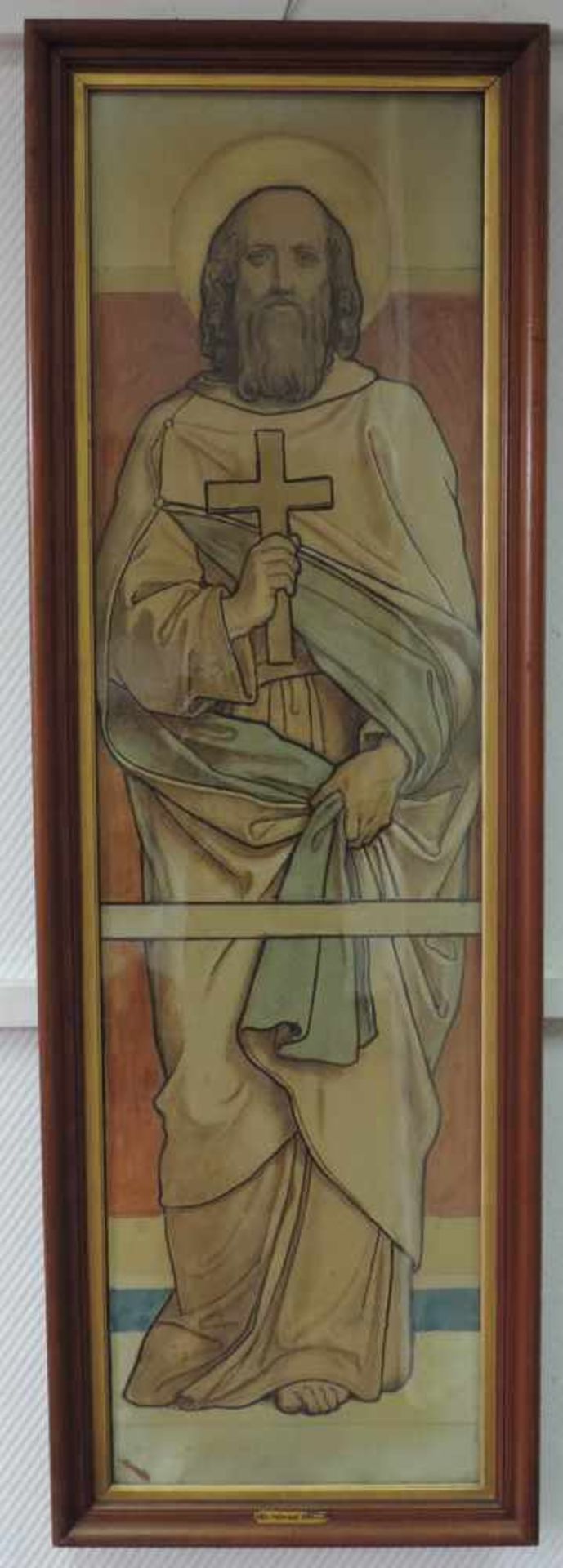 Moritz VON SCHWIND (1804 - 1871). Der Apostel Philipus. 135 cm x 38,5 cm. Karton, Kreide und Farben. - Image 2 of 6