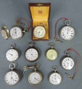 10 Taschenuhren. 19- 20 Jahrhundert Taschenuhren teils Silbergehäuse. 10 Pocket watches. Some