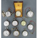 10 Taschenuhren. 19- 20 Jahrhundert Taschenuhren teils Silbergehäuse. 10 Pocket watches. Some
