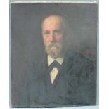 UNDEUTLICH SIGNIERT (XIX). Portrait eines alten Mannes. 69 cm x 57 cm. Gemälde, Öl auf Leinwand.