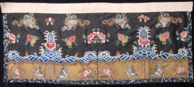 Teil einer Robe. China Qing, 19. Jahrhundert. 62 cm x 145 cm. Seiden- und Metallfadenstickerei, auch