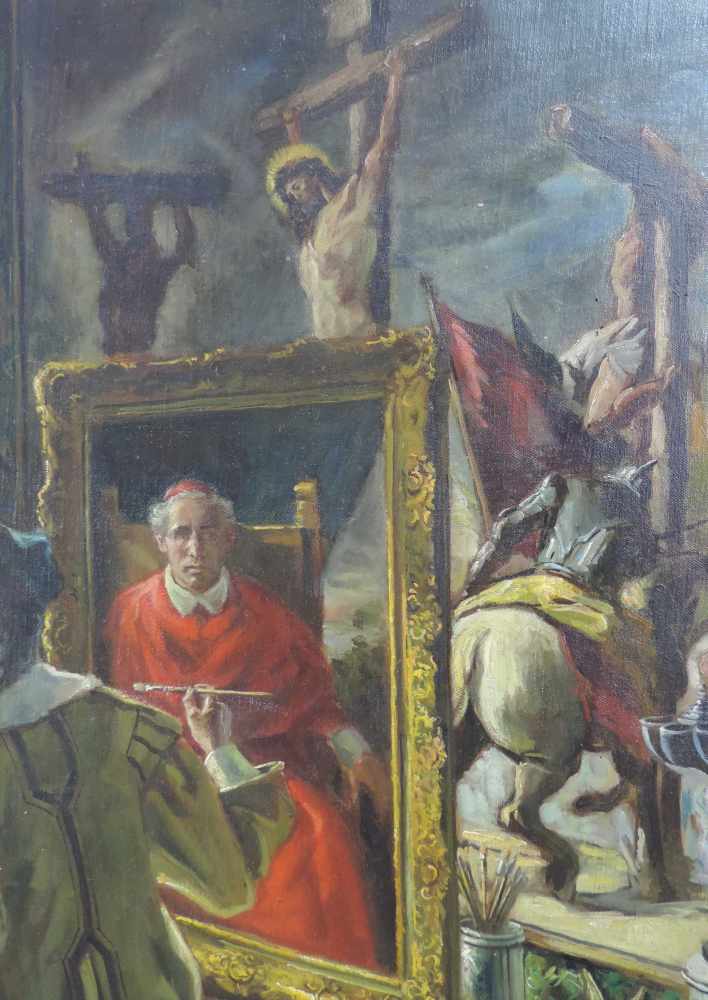 Adolf NAUER (1893 - 1966). Portraitist beim Kardinal. 73 cm x 62 cm. Gemälde, Öl auf Leinwand. - Image 8 of 10
