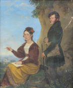 Paula Klotz (XX). Biedermeierpaar von 1845. Ausgeführt 1912. 54 cm x 45 cm. Gemälde, Öl auf