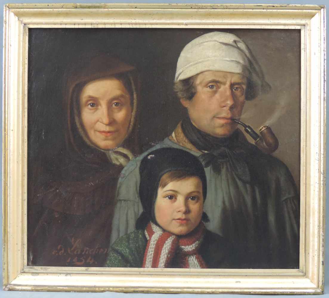 PORTRAITIST (XIX). Die Familie von der Lancken 1854. 59 cm x 67 cm. Signiert 'VON DER LANCKEN' und - Image 2 of 8