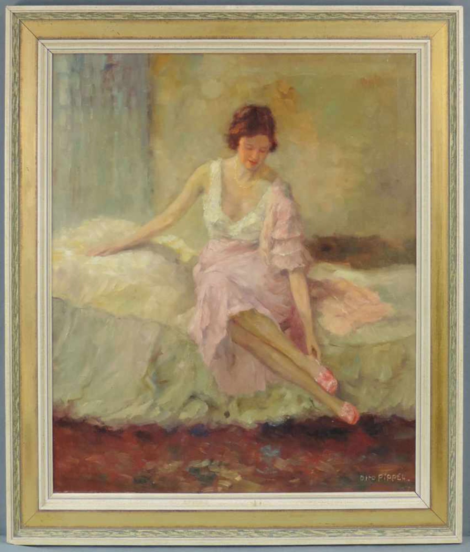 Otto PIPPEL (1878 - 1960). Dame sitzend. 80 cm x 70 cm. Gemälde. Öl auf Leinwand. Rechts unten - Bild 2 aus 7