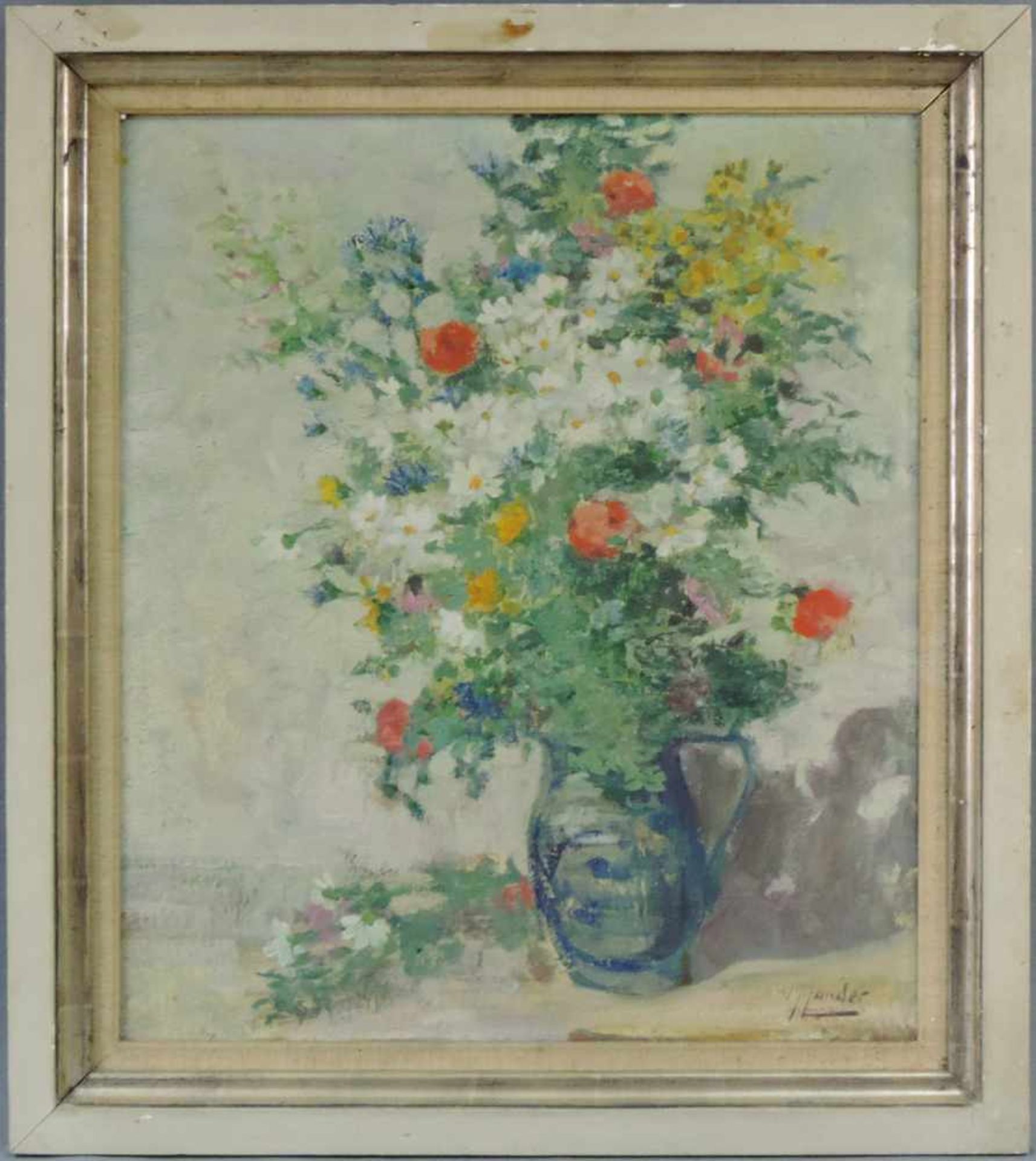 Max ZANDER (1907 - 1985). Blumen in einer Vase. 71 cm x 60 cm. Gemälde, Öl auf Leinwand. Rechts - Image 2 of 6