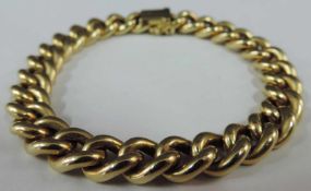 Panzerarmband, 585 Gelbgold, 25,9 Gramm. Circa 20 cm lang. Armored bracelet, 585 yellow gold, 25.9