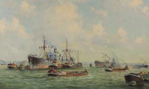 Pieter J. A. WAGEMANS (1879 - 1955). Hafen von Rotterdam. 62 cm x 100,5 cm. Gemälde, Öl auf