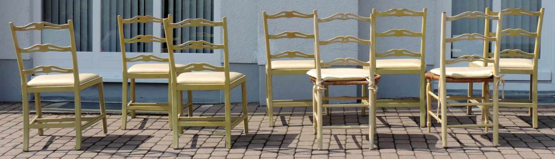 8 Armlehnstühle. Wohl Frankreich / Wallis 2. Hälfte 19. Jahrhundert. 8 armchair chairs. Probably - Bild 3 aus 8
