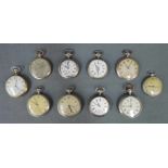 10 Taschenuhren. 19- 20 Jahrhundert Taschenuhren teils aus Silbergehäuse. 10 Pocket watches. Some