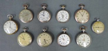 10 Taschenuhren. 19- 20 Jahrhundert Taschenuhren teils aus Silbergehäuse. 10 Pocket watches. Some