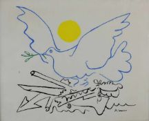 Pablo PICASSO (1881 - 1973). "La Colombe de l'Avenir". Friedenstaube, Welt ohne Waffen. 32,5 cm x 40
