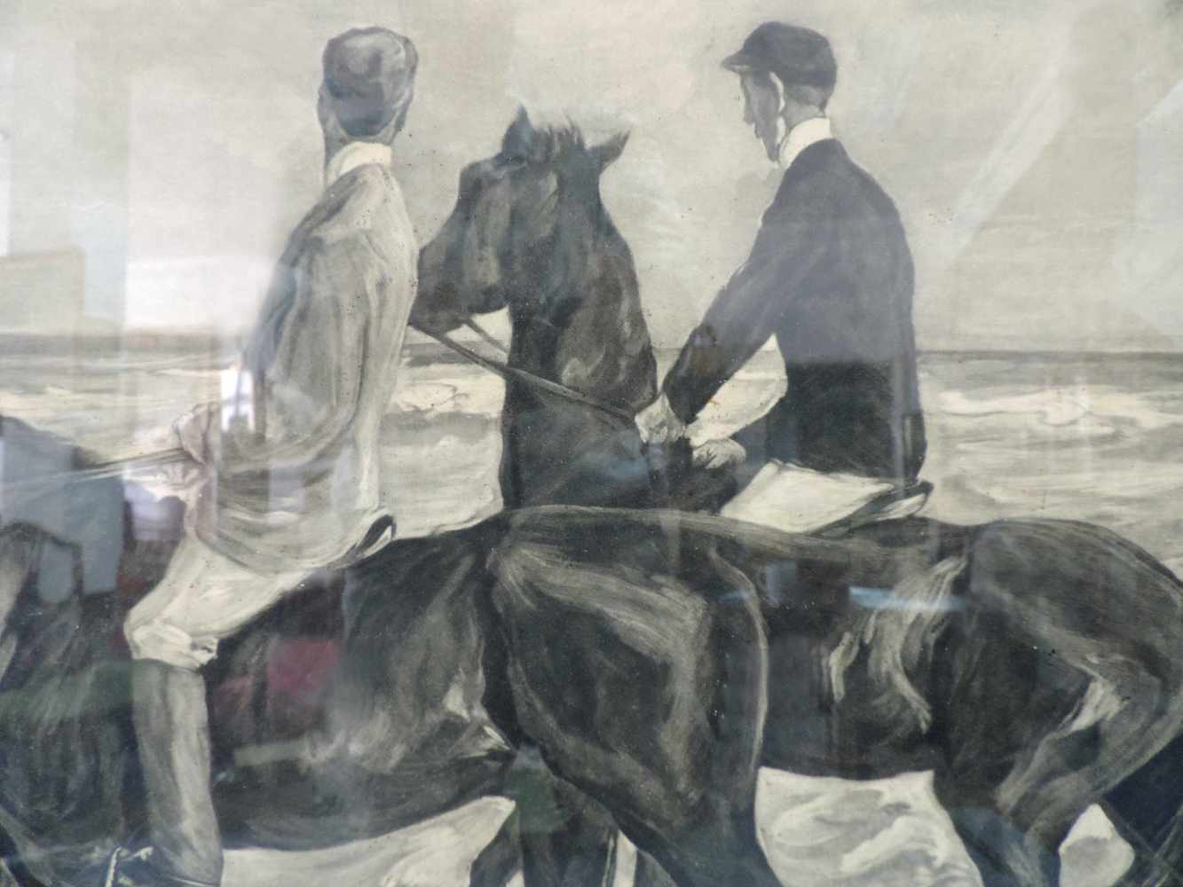 Franz August BÖRNER (1861 - 1929) und Max LIEBERMANN (1847 - 1935). Reiter am Strand. 56 cm x 71 cm. - Image 4 of 5