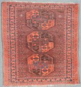 Ersari Stammesteppich. Turkmenistan, alt um 1920. 100 cm x 110 cm. Handgeknüpft. Wolle auf Wolle.