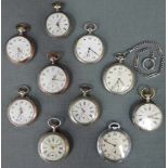 10 Taschenuhren. 19- 20. Jahrhundert Taschenuhren teils Silbergehäuse. 10 Pocket watches.