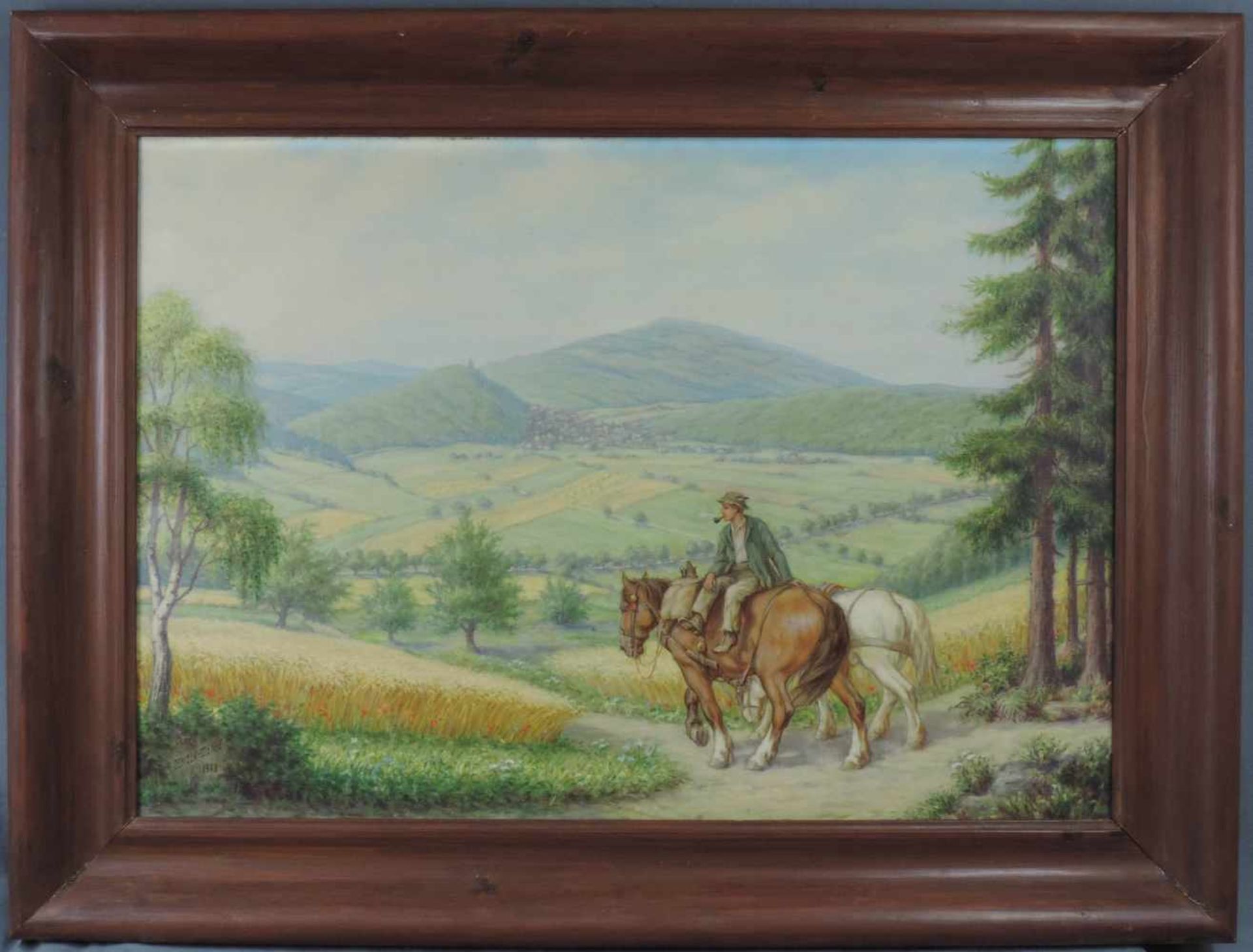 Carl BENDER-MENKE (1881 - ). Heimkehr von der Arbeit. Blick auf Feldberg, Altkönig u. - Bild 2 aus 8