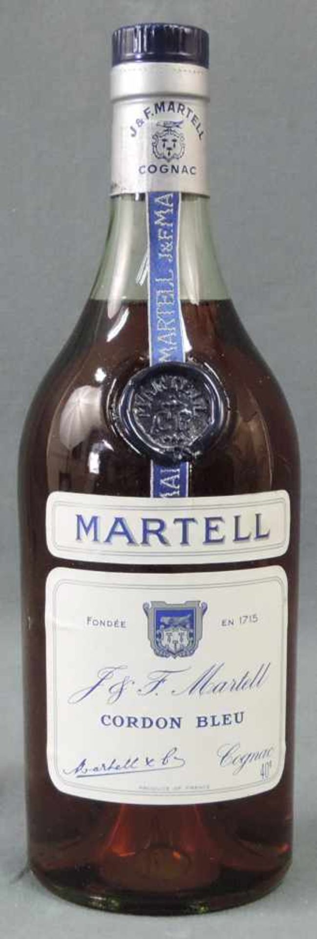 Martell Cognac Cordon Bleu. 1 Flasche 0,7 Liter. Circa 20 Jahre Kellergelagert. Frankreich. 40 %