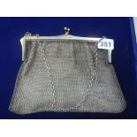 A George V silver mesh handbag on chain, London 1917, 7.4 oz