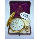 An 18ct gold full hunter pocket watch, hallmark Chester 1898, number on dial 71109