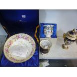 A large boxed Coalport commemorative Silver Jubilee bowl and a similar boxed goblet, a Coalport