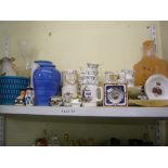 A shelf of assorted china including Royal Albert Brigadoon part tea service, commemorative wares,