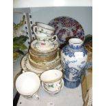 A Royal Worcester Sheridan pattern part dinner service plus an Oriental blue and white vase and an