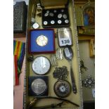 A silver vesta, a silver half hunter pocket watch 'The Jura Watch', a Waltham watch, a stud and