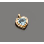 PENDANT in yellow gold 18 kts. Measures cm. 3 x 2, bright ct. 0.06, total weight gr. 10,20. CIONDOLO
