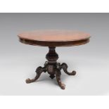 MAHOGANY TABLE AND SIX CHAIRS, 19TH CENTURY table with plain extensible and banister base. Seat with