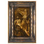 PAINTER OF 20TH CENTURY APPARITION OF THE ANGEL TO SAINT ANTONY AND SAINT FRANCESCO SAVERIO Oil on