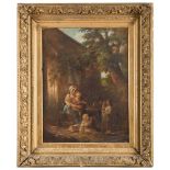 FRENCH PAINTER, LATE 19TH CENTURY Scene with children in the threshing floor Oil on cardboard cm. 60