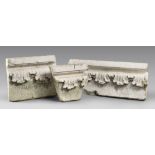 THREE FRAGMENTS OF LINTEL, MANNERIST PERIOD carved to twisted leaves. Measures cm. 23 x 55 x 7,