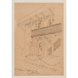 PAINTER 20TH CENTURY Tiziano Vecellio's house in a Pieve di Cadore Pencil on paper, cm. 32 x 22