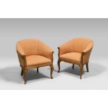 PAIR OF CHAIRS IN WALNUT, 20TH CENTURY eighteenth-century style, with backs in the cockpit,