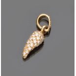 PENDANT in yellow gold 18 kts. Length cm. 2,3, bright ct. 0.40 ca., total weight gr. 1,40.
