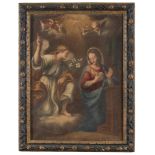 NEAPOLITAN PAINTER, END 17TH CENTURY The annunciazione Oil on canvas, cm. 80 x 60 Recent Relined.