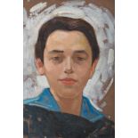 PAINTER OF THE 20TH CENTURY boy's face oil on pressed cardboard cm. 33 x 22 Unsigned PITTORE DEL