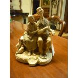 GROUP IN RESIN, 20TH CENTURY representing couple of elderly. Measures cm. 17 xes 15 xes 12. Lacks.