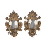 A PAIR OF GILDED WOOD MIRRORS, LATE 19TH CENTURY the eighteenth line, with circular mirror and