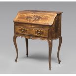 A SMALL WALNUT FLIP-TOP CABINET, PIEDMONT 18TH-CENTURY STYLE with inlays in leaves boxwood