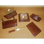 SET FROM DESK IN SKIN, 50'S composed by mail carrier, penholder, buffer, letter opener, notebook and