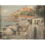 ANTONIO ASTURI (Vico Equense 1904 - 1986) Coastline Oil on cardboard cm. 23 x 30 Signature in the