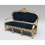 A BEAUTIFUL LACQUERED COUCH, NAPLES 19TH CENTURY to fund cream and gold, with back to double