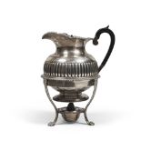 SILVER TEA-KETTLE, 1907 SHEFFIELD a fluted body, based in feral feet. ebony handle. Argentiere H.