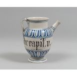 MAJOLICA PITCHER, VENETIA 19TH CENTURY to white and blue enamel, with decorums to pods and