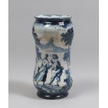 MAJOLICA PHARMACY VASE, SAVONA EARLY 20TH CENTURY white and blue glaze, decorated in the round to