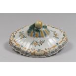 MAJOLICA LID, MARSIGLIA LATE 18TH CENTURY to white enamel and polychrome, with decorum to pods,